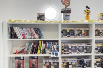 Rayonnage de mangas d'occasion soigneusement organisés, disponibles dans une boutique spécialisée à Cahors